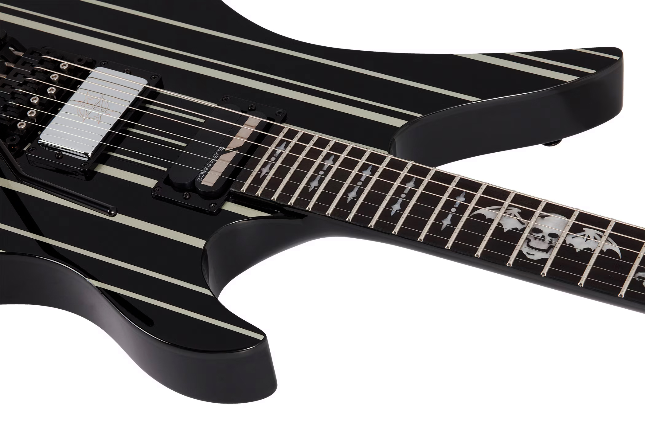 Schecter Synyster Custom-s Signature 2h Sustainiac Fr Eb - Black Silver - Guitarra eléctrica con forma de str. - Variation 2
