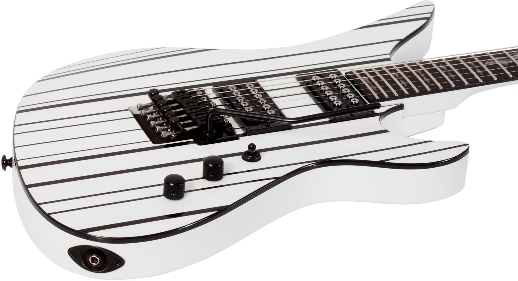 Schecter Synyster Standard Signature 2h Fr Eb - Gloss White With Black Pinstripes - Guitarra eléctrica de autor - Variation 1