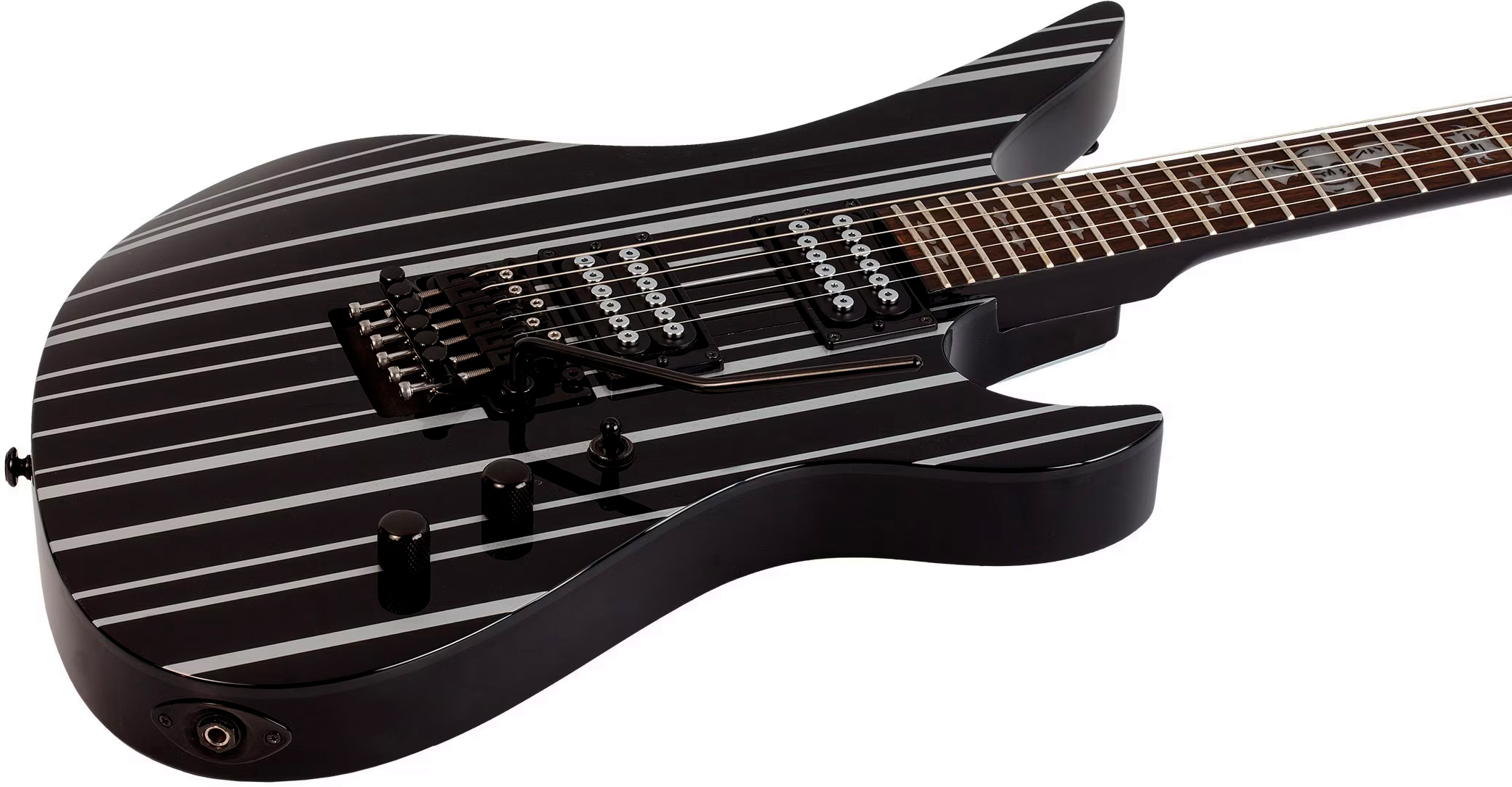 Schecter Synyster Standard Signature 2h Fr Eb - Gloss Black With Silver Pinstripes - Guitarra eléctrica de autor - Variation 1