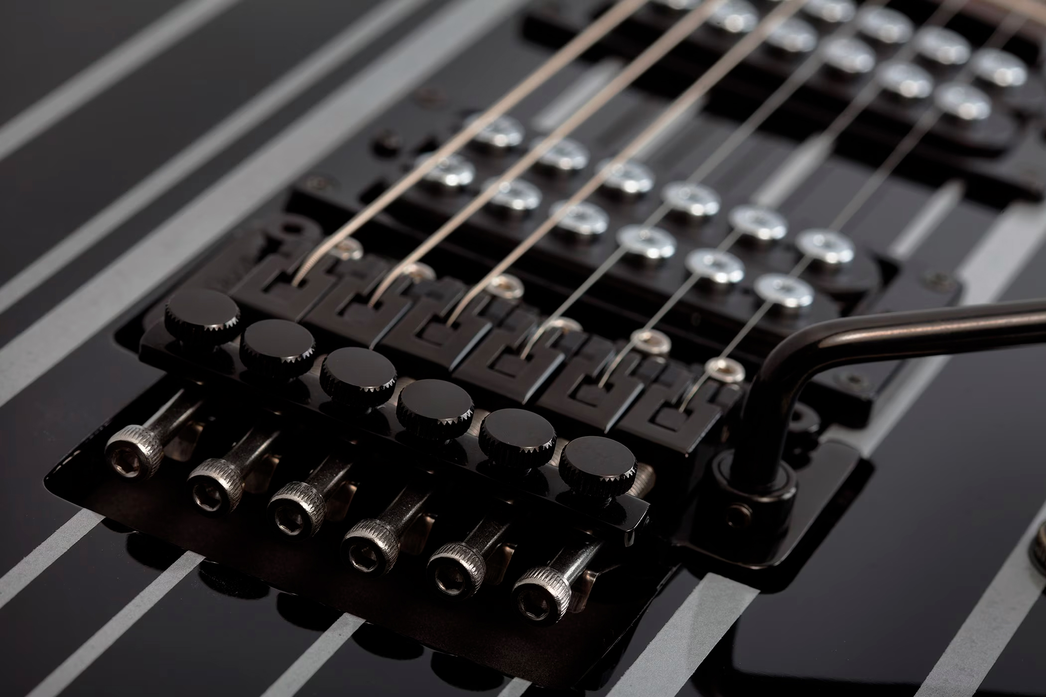 Schecter Synyster Standard Signature 2h Fr Eb - Gloss Black With Silver Pinstripes - Guitarra eléctrica de autor - Variation 2