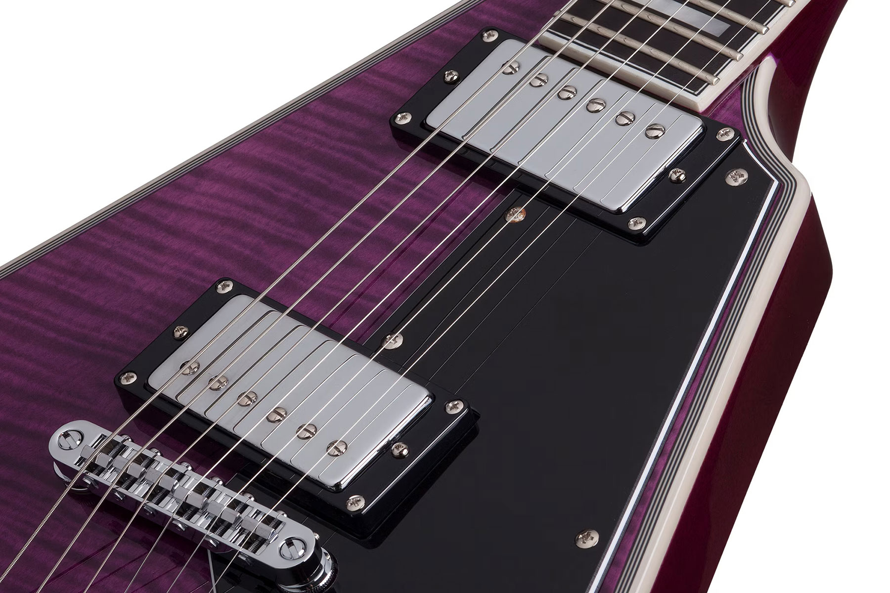 Schecter V1 Custom 2h Ht Eb - Trans Purple - Guitarra electrica metalica - Variation 2