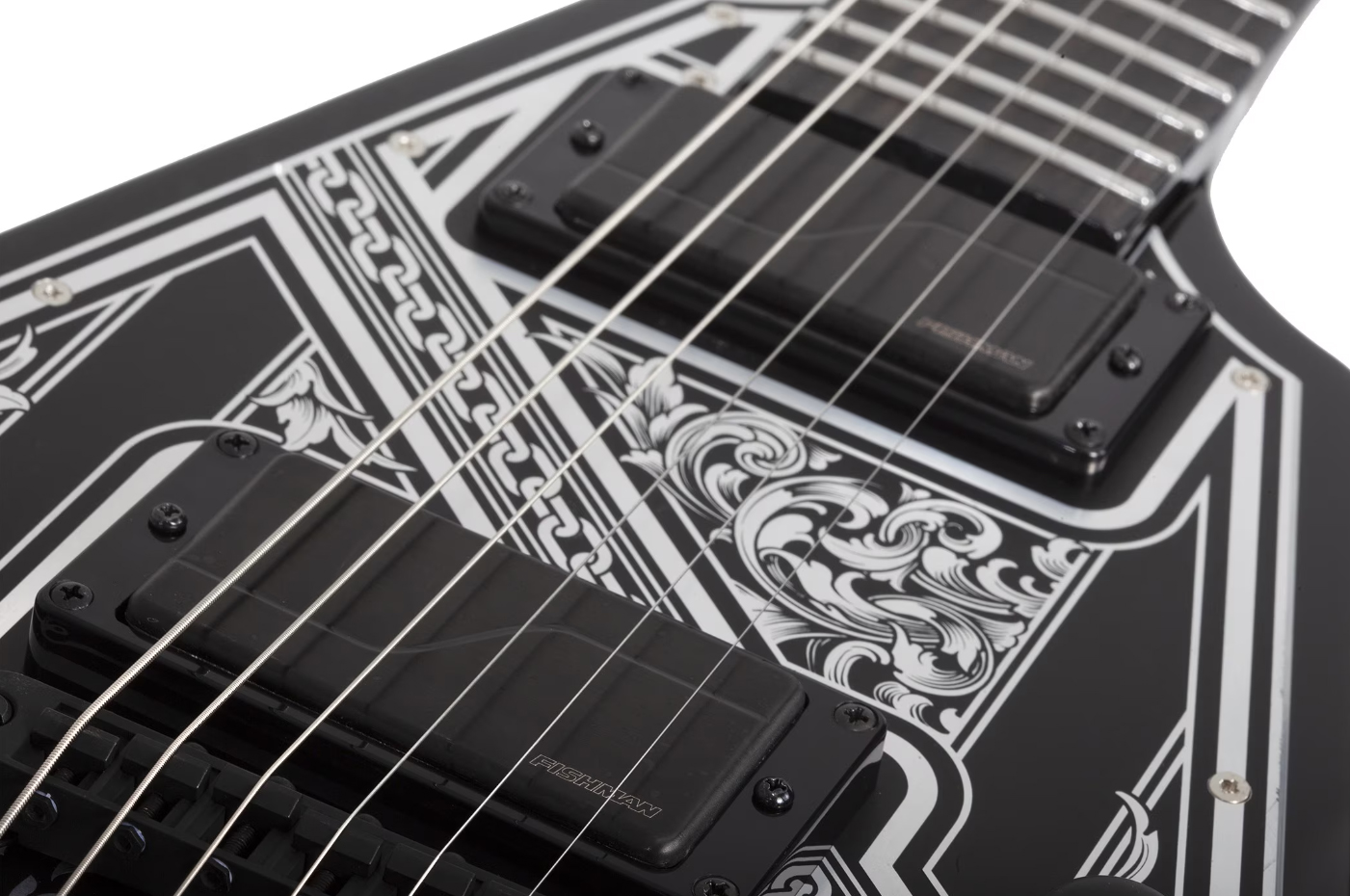Schecter V1 Pryzm Palladium 2h Fishman Fluence Modern Eb - Gloss Black - Guitarra electrica metalica - Variation 1
