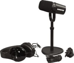 Pack de micrófonos con soporte Shure PACK MV7-K + Tkm 23230 + SRH240A-BK