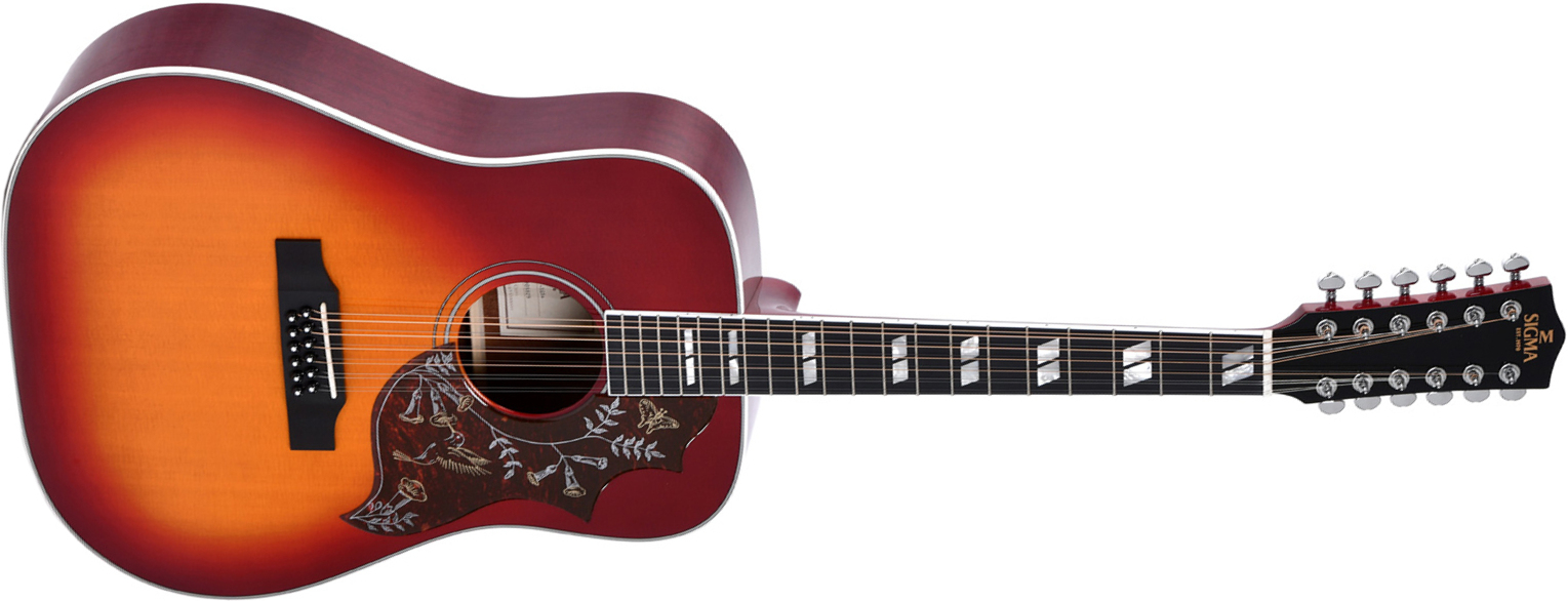 Sigma Dm12-sg5 12-string Dreadnought 12c Epicea Acajou Mic - Vintage Cherry Sunburst - Guitarra acústica & electro - Main picture