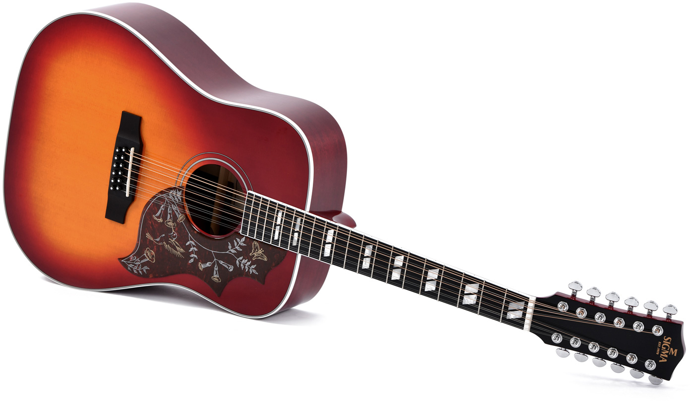 Sigma Dm12-sg5 12-string Dreadnought 12c Epicea Acajou Mic - Vintage Cherry Sunburst - Guitarra acústica & electro - Variation 2