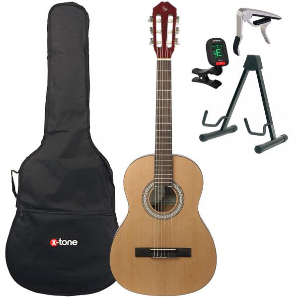 Pack guitarra clásica Silvanez CL-34 NAT + gigbag + tuner + capo + stand - Natural gloss