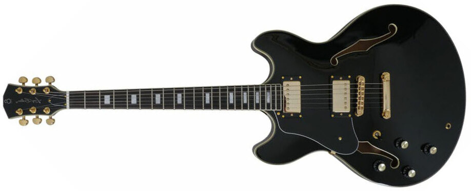 Sire Larry Carlton H7 Lh Signature Gaucher 2h Ht Eb - Black - Guitarra eléctrica semi caja - Main picture