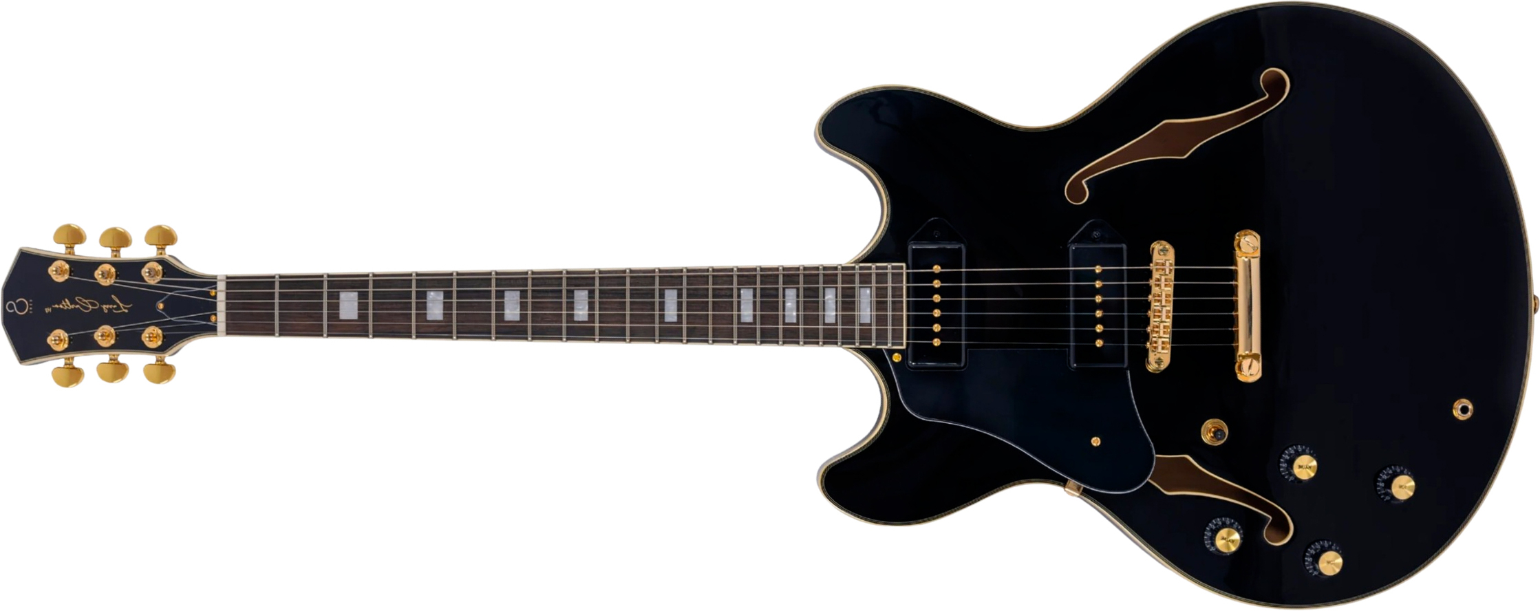 Sire Larry Carlton H7v Lh Signature Gaucher 2s P90 Ht Eb - Black - Guitarra eléctrica semi caja - Main picture