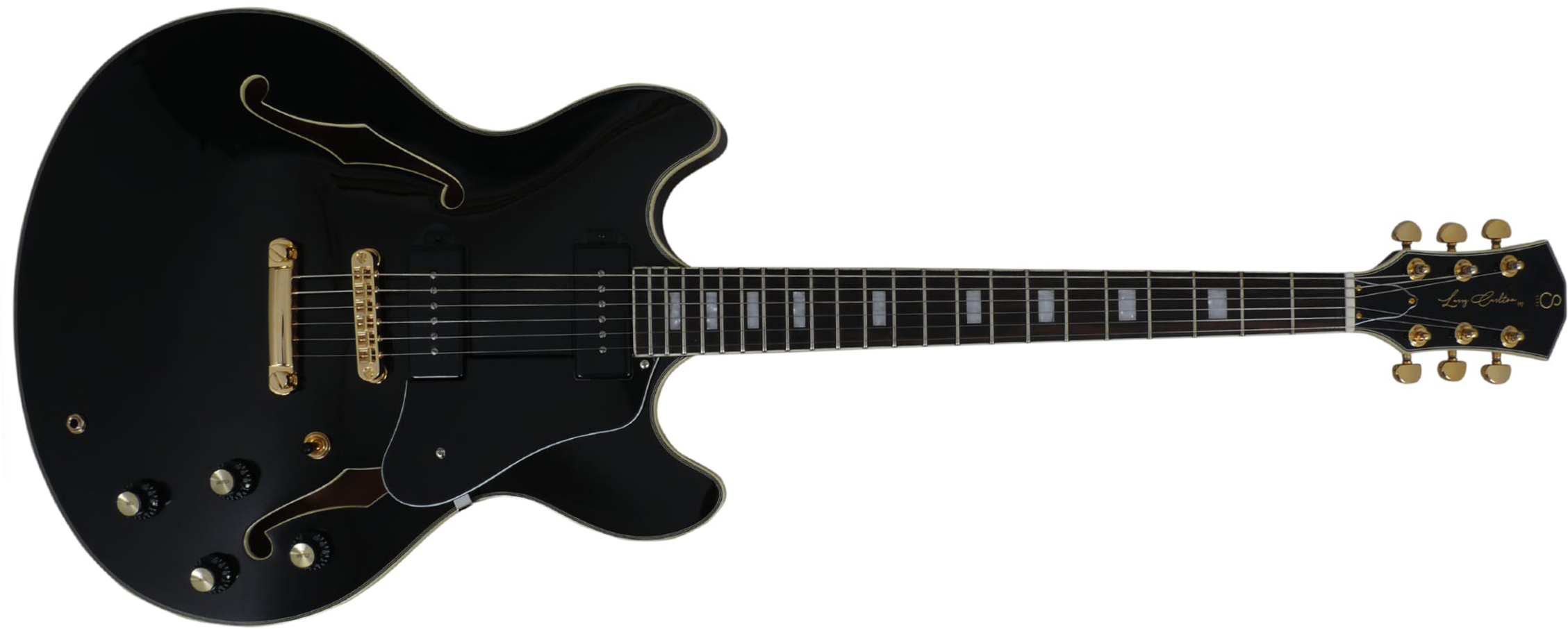 Sire Larry Carlton H7v Signature 2s P90 Ht Eb - Black - Guitarra eléctrica semi caja - Main picture