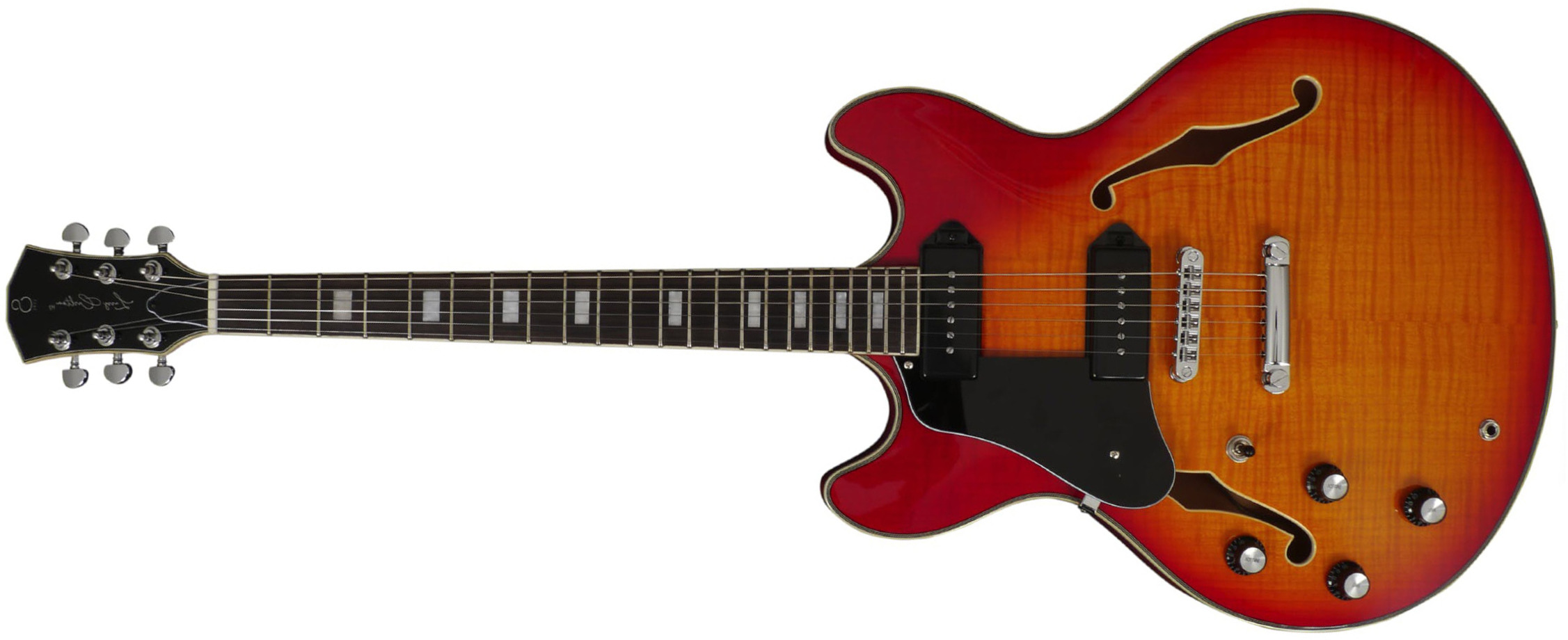 Sire Larry Carlton H7v Signature Lh Gaucher P90 Ht Eb - Cherry Sunburst - Guitarra eléctrica semi caja - Main picture