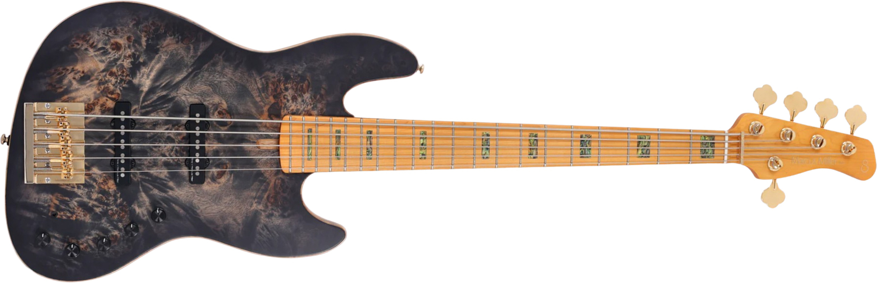 Sire Marcus Miller V10 5st 5c Active Mn - Transparent Black Satin - Bajo eléctrico de cuerpo sólido - Main picture
