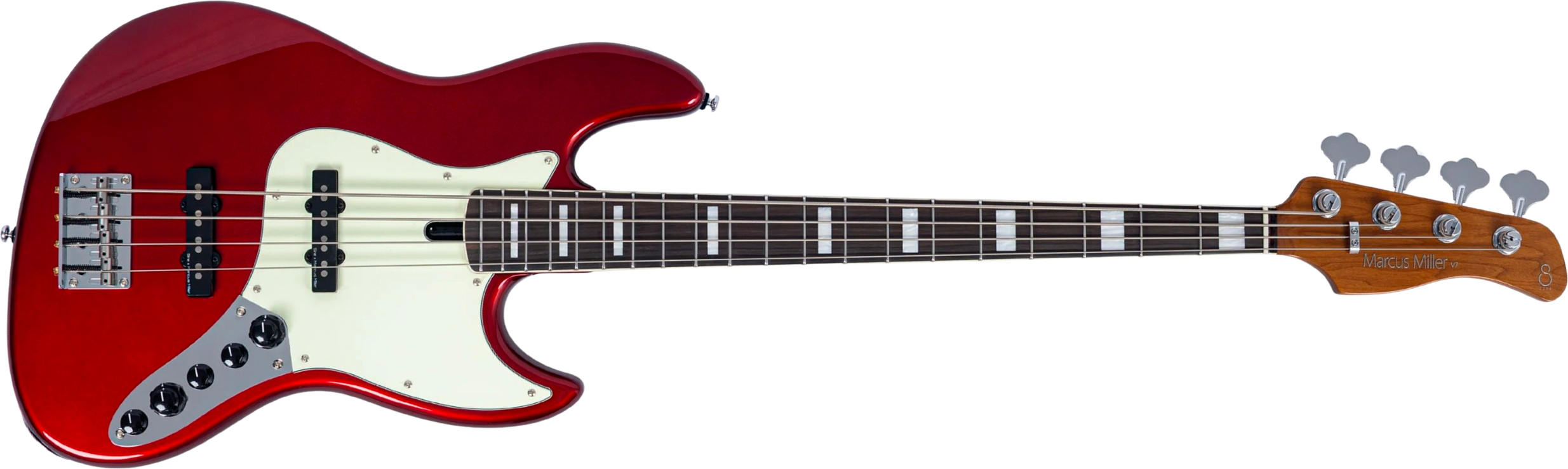 Sire Marcus Miller V7 Alder New Gen 4st 4c Active Eb - Candy Apple Red - Bajo eléctrico de cuerpo sólido - Main picture