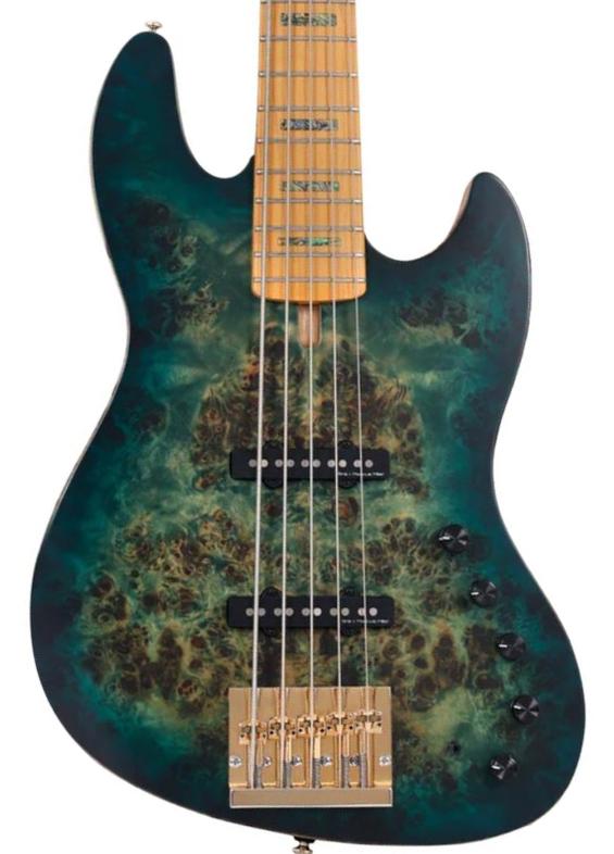 Bajo eléctrico de cuerpo sólido Sire Marcus Miller V10 5ST 5-String - Transparent green satin