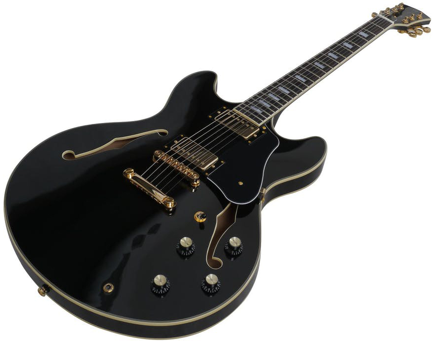 Sire Larry Carlton H7 Lh Signature Gaucher 2h Ht Eb - Black - Guitarra eléctrica semi caja - Variation 2