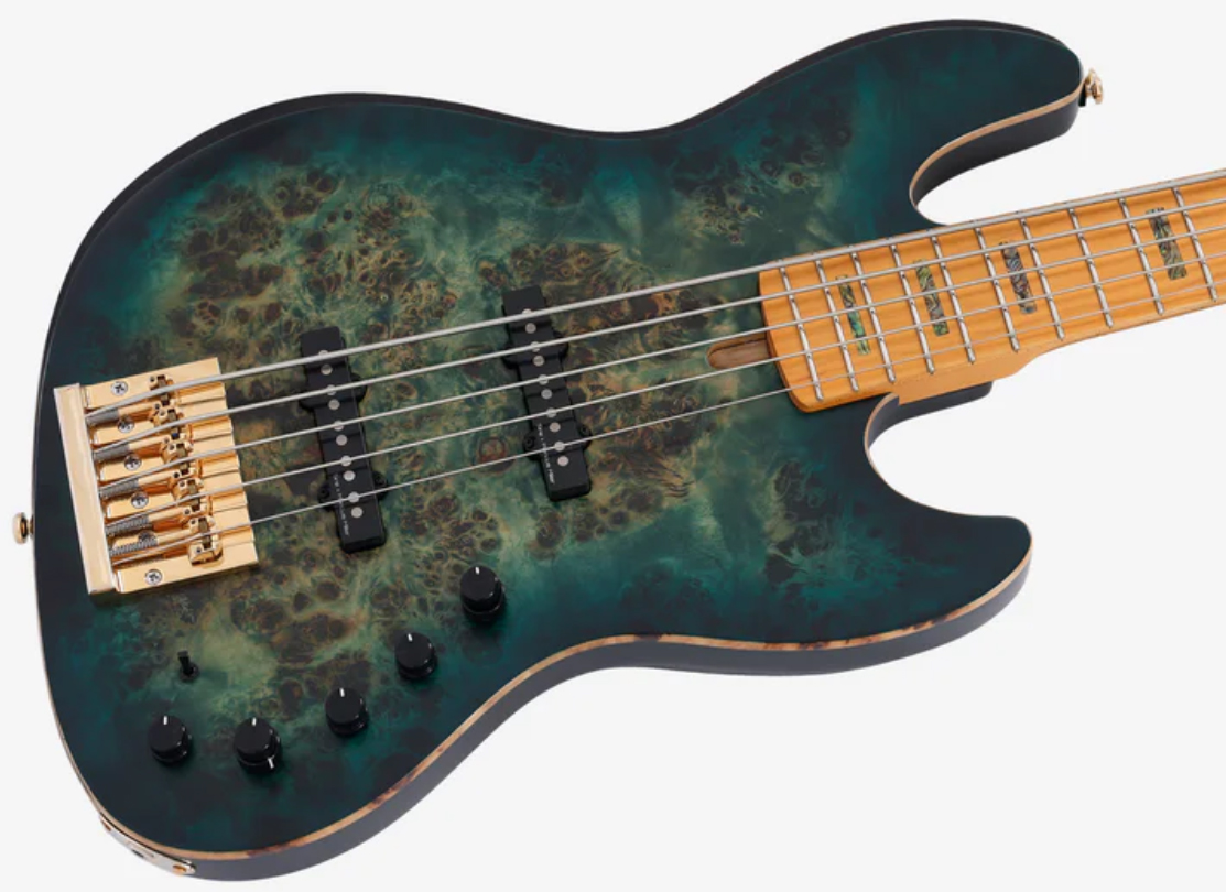 Sire Marcus Miller V10 5st 2nd Gen. 5c Active Mn - Transparent Green Satin - Bajo eléctrico de cuerpo sólido - Variation 2