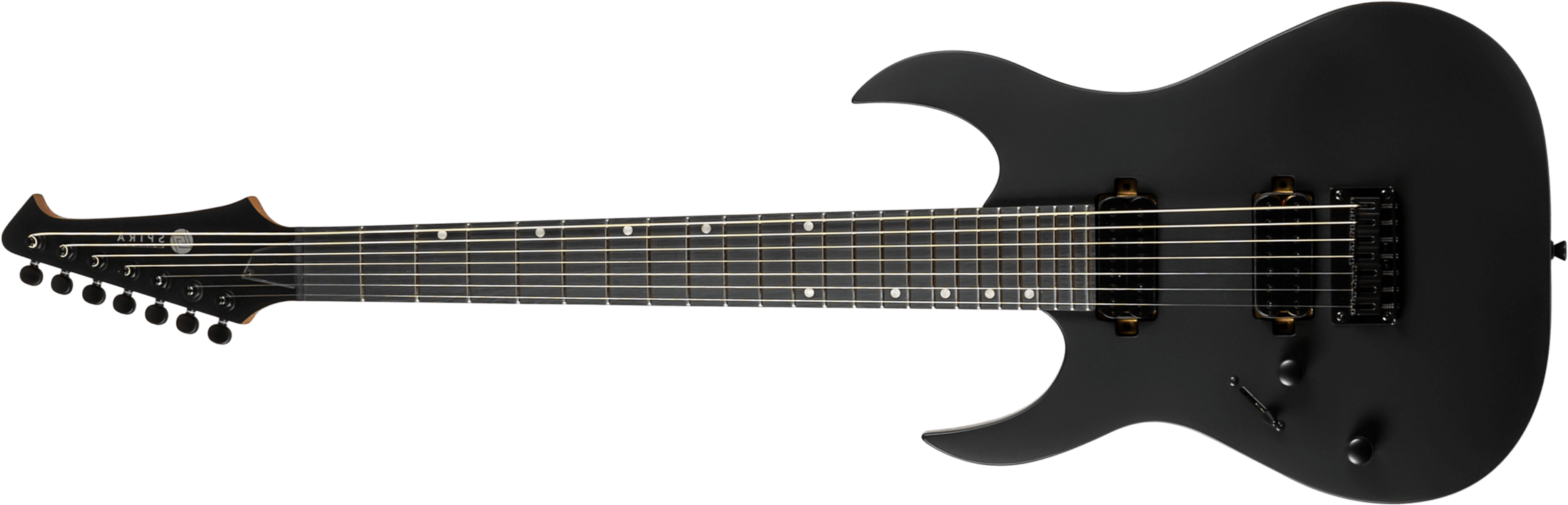 Spira Guitars S407 Mbk Lh Gaucher 7c Baryton 2h Ht Ebh Ht - Satin Black - Guitarra eléctrica barítono - Main picture