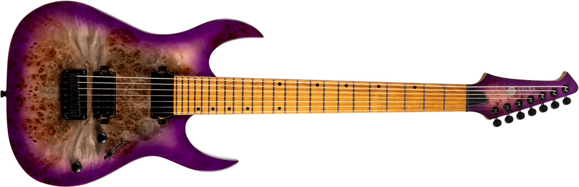 Spira Guitars S457 Tpp 7c Baritone 2h Ht Mn - Gloss Trans Purple - Guitarra eléctrica barítono - Main picture