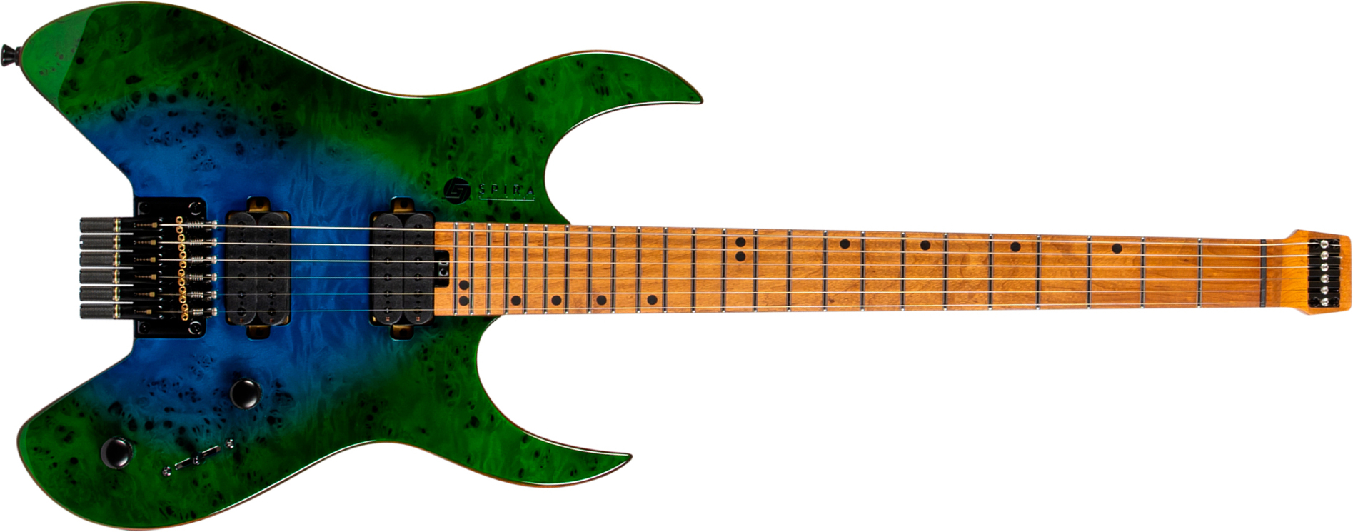 Spira Guitars S500 Gbr Headless 2h Ht Mn - Green & Blue - Guitarra eléctrica de doble corte - Main picture