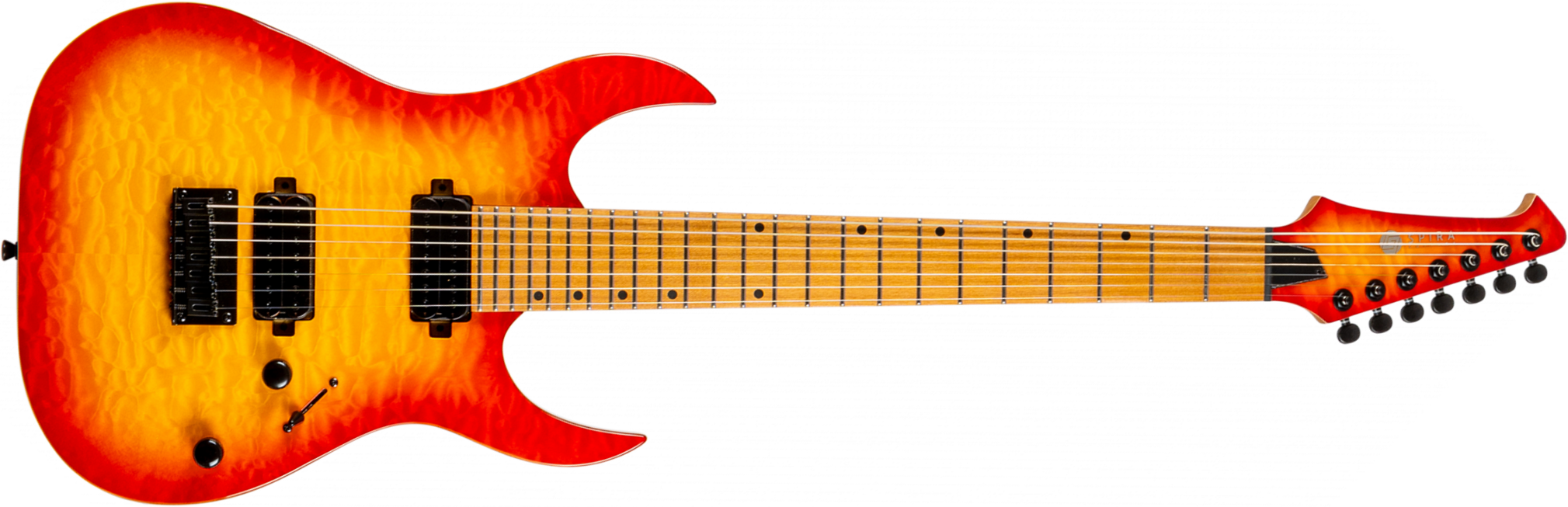 Spira Guitars S507 Qfb 7c Baritone 2h Ht Mn - Fireburst - Guitarra eléctrica barítono - Main picture