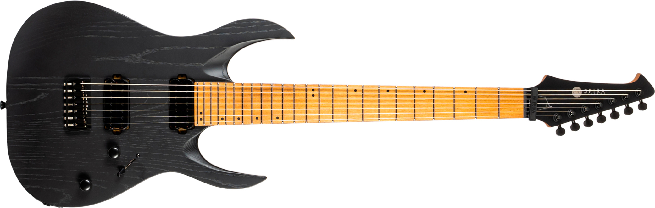 Spira Guitars S607 Abk 7c Baryton 2h Ht Eb - Stained Black - Guitarra eléctrica barítono - Main picture