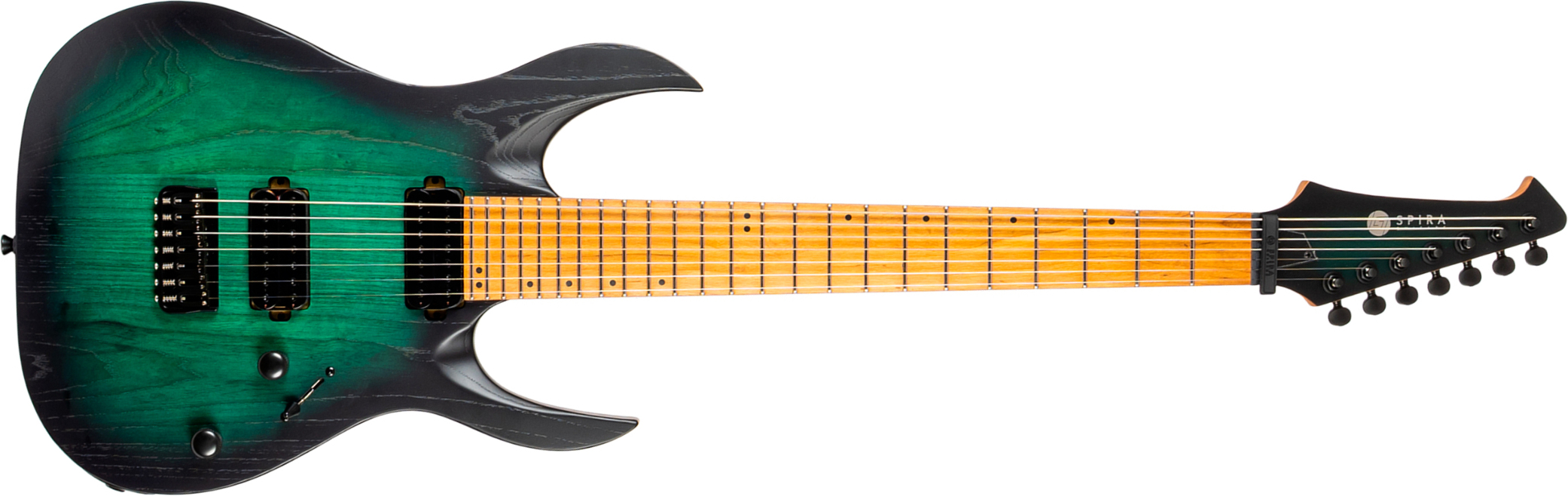 Spira Guitars S607 Agr 7c Baryton 2h Ht Eb - Stained Green - Guitarra eléctrica barítono - Main picture