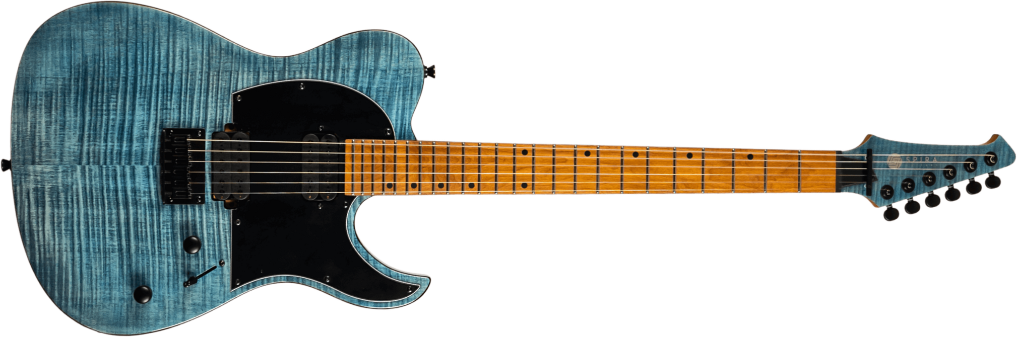 Spira Guitars T450 Tdb 2h Ht Mn - Trans Blue - Guitarra eléctrica con forma de tel - Main picture
