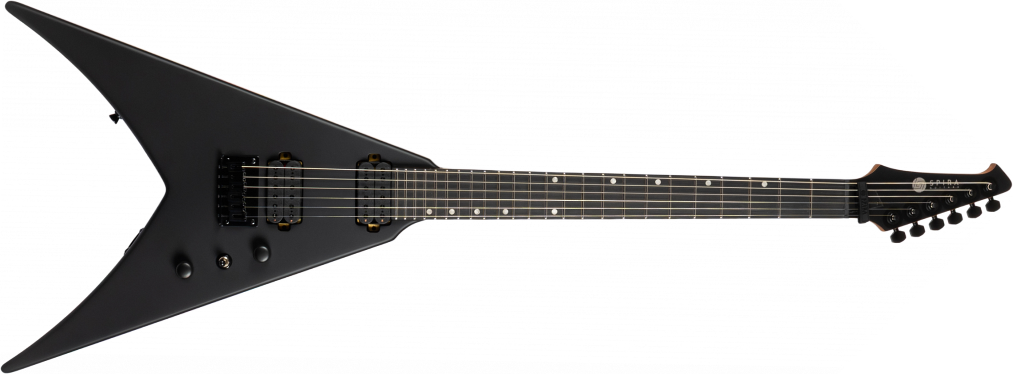 Spira Guitars V400 Mbk 2h Ht Eb - Satin Black - Guitarra electrica metalica - Main picture