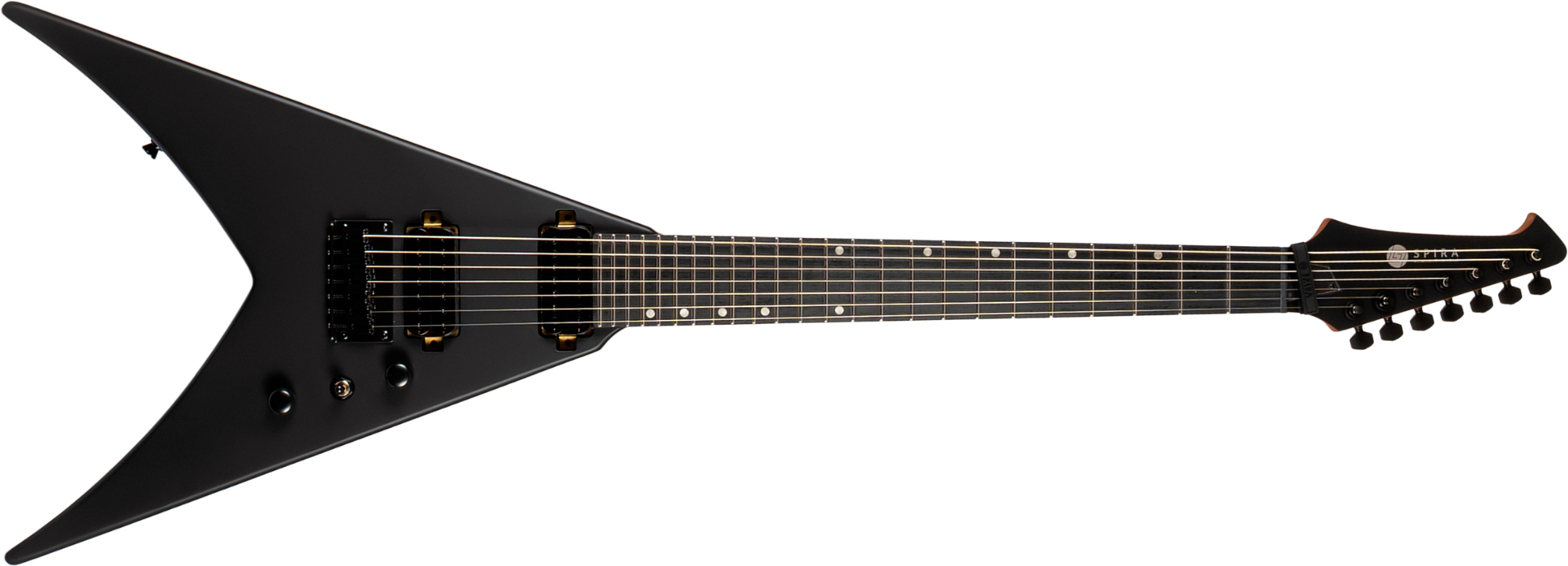 Spira Guitars V407 Mbk 7c 2h Ht Eb - Black Satin - Guitarra electrica metalica - Main picture