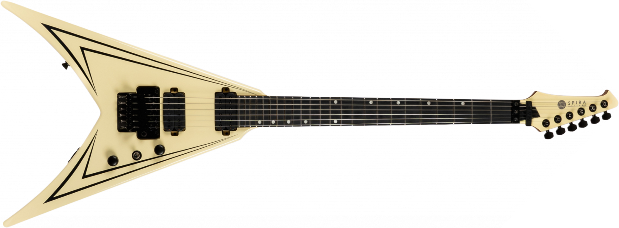 Spira Guitars V420 Awh 2h Trem Eb - Antique White Stripe - Guitarra electrica metalica - Main picture