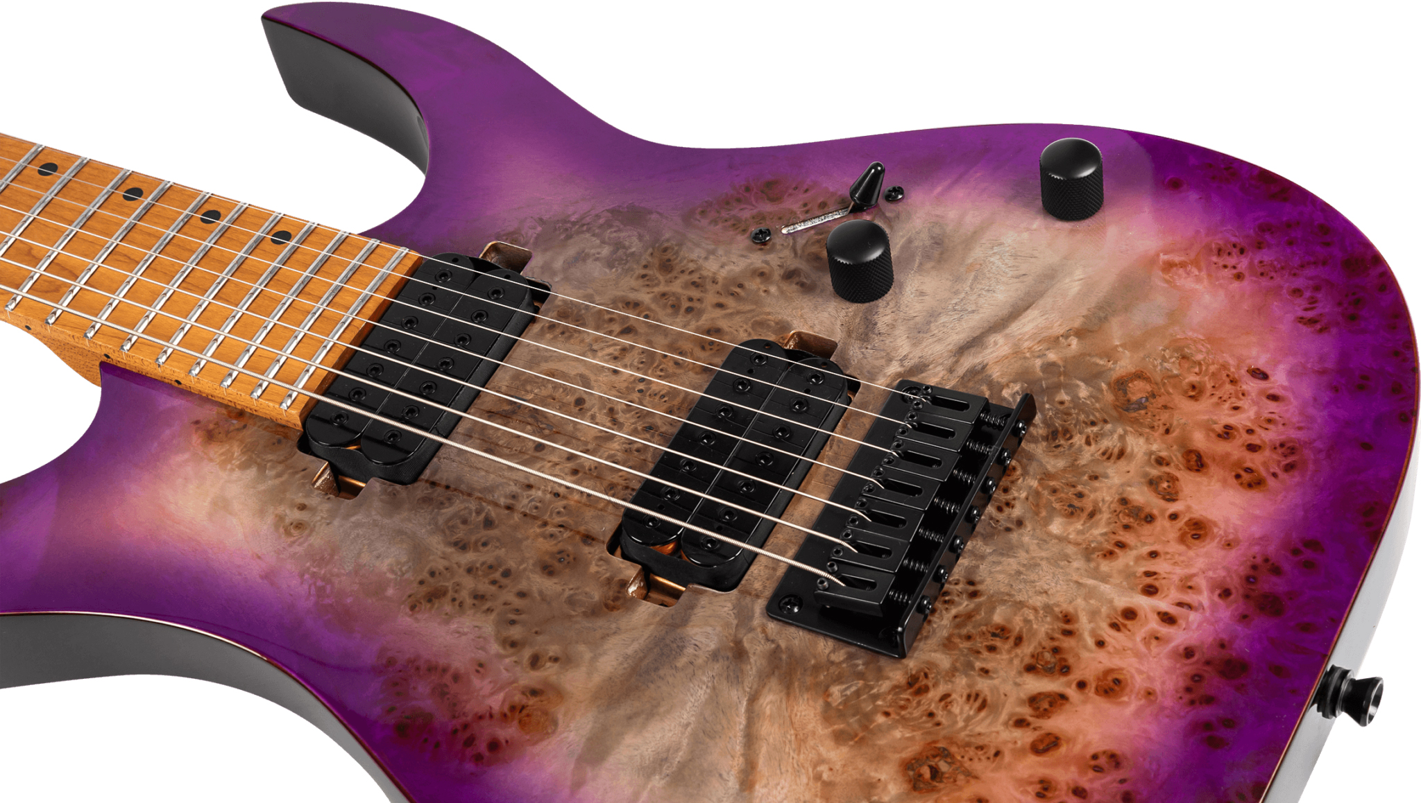 Spira Guitars S457 Tpp 7c Baritone 2h Ht Mn - Gloss Trans Purple - Guitarra eléctrica barítono - Variation 3