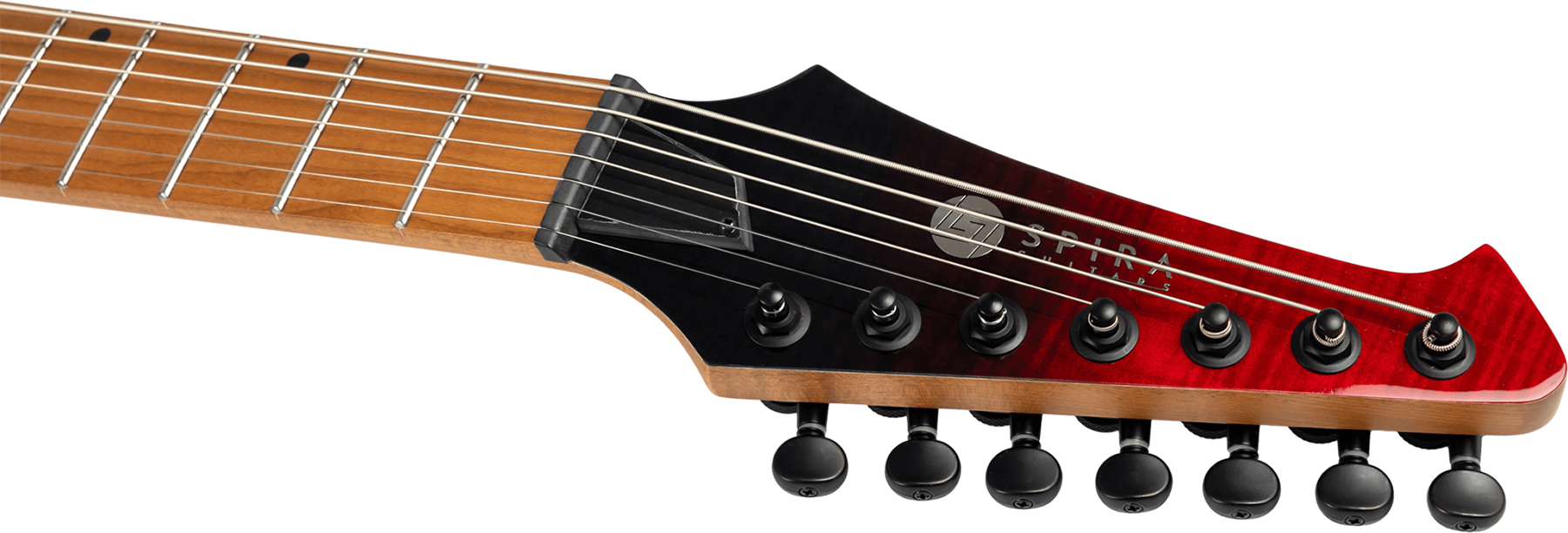 Spira Guitars S457 Trd 7c Baritone 2h Ht Mn - Trans Red/black - Guitarra eléctrica barítono - Variation 4
