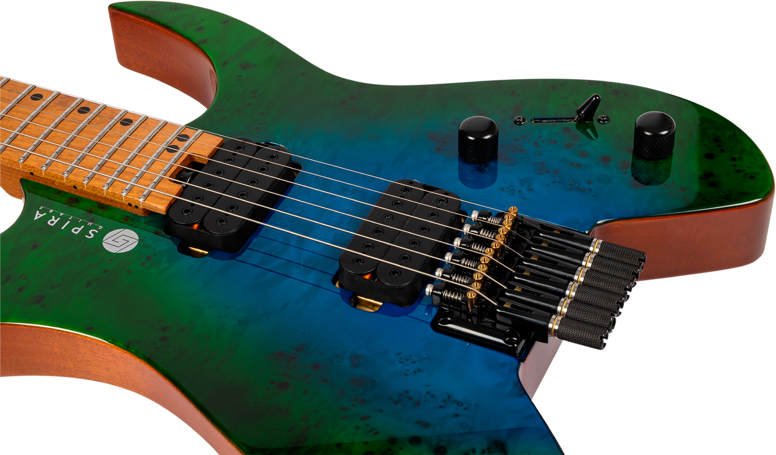 Spira Guitars S500 Gbr Headless 2h Ht Mn - Green & Blue - Guitarra eléctrica de doble corte - Variation 3