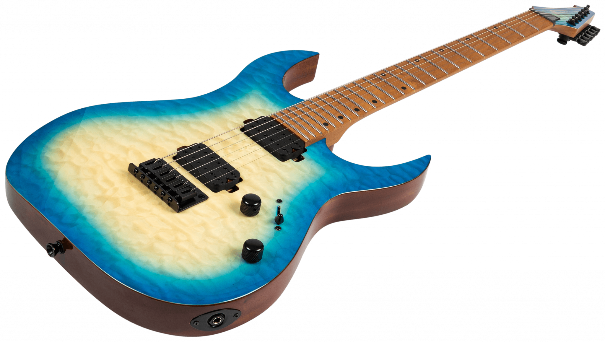 Spira Guitars S500q Ab 2h Ht Mn - Trans Aqua Blue - Guitarra eléctrica con forma de str. - Variation 2