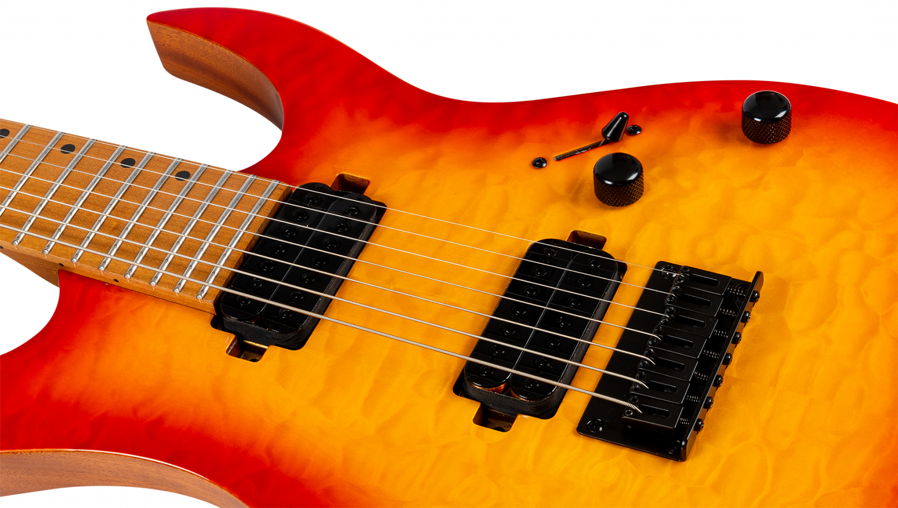 Spira Guitars S507 Qfb 7c Baritone 2h Ht Mn - Fireburst - Guitarra eléctrica barítono - Variation 3