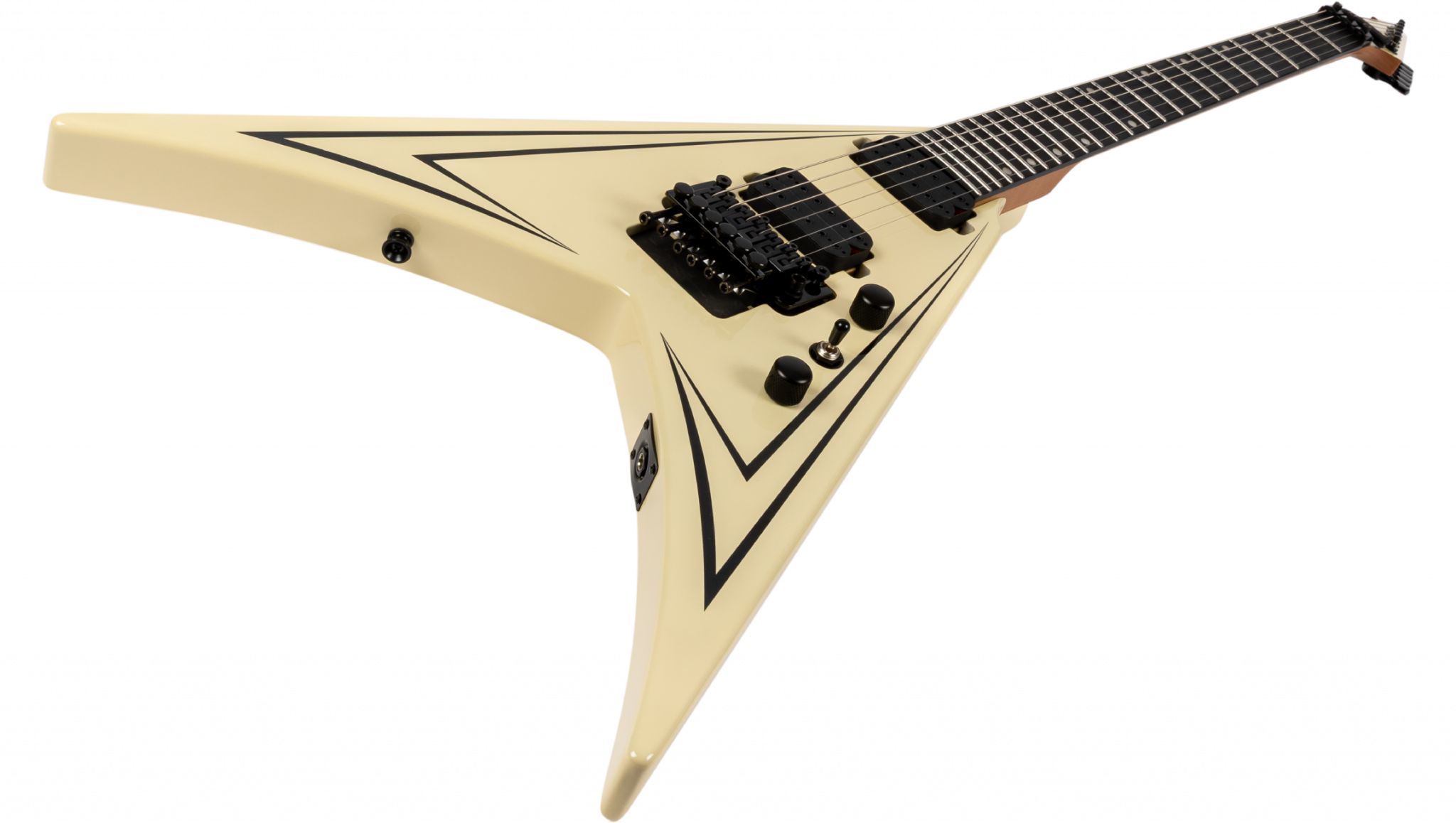 Spira Guitars V420 Awh 2h Trem Eb - Antique White Stripe - Guitarra electrica metalica - Variation 2