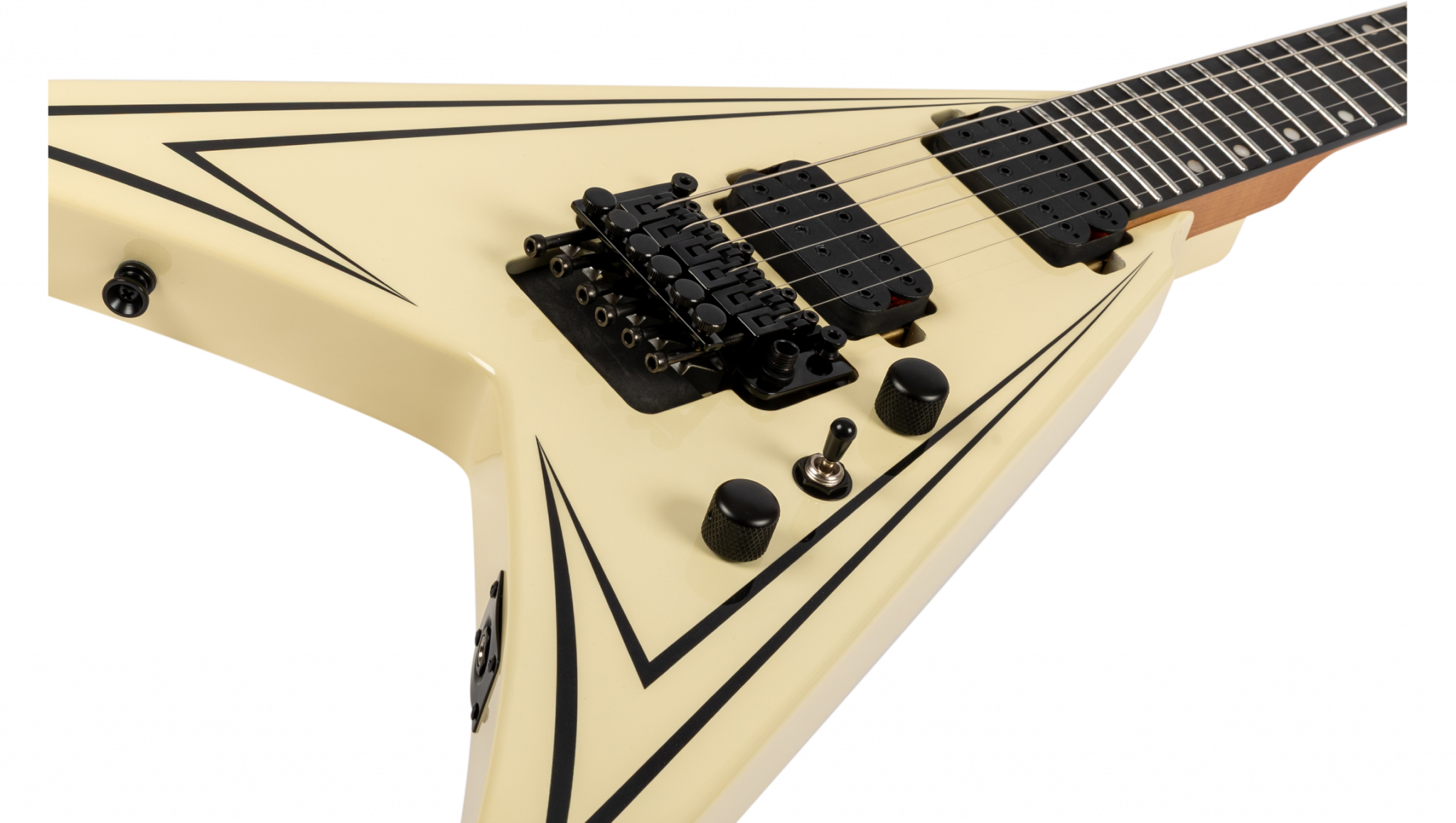 Spira Guitars V420 Awh 2h Trem Eb - Antique White Stripe - Guitarra electrica metalica - Variation 3