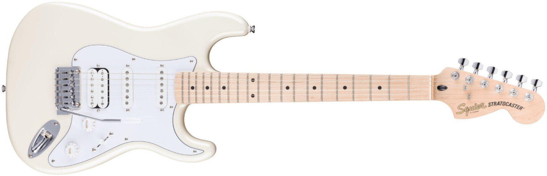 Squier Affinity Strat Junior Ltd Hss Trem Mn - Pearl White - Guitarra eléctrica con forma de str. - Main picture
