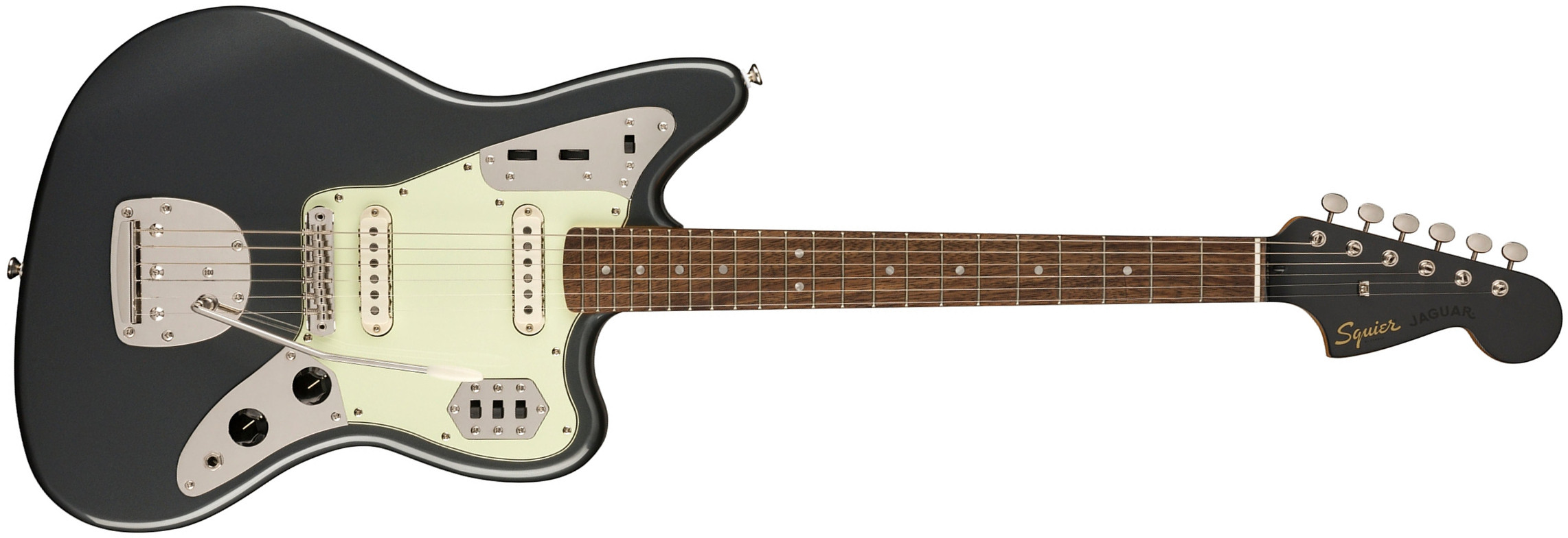 Squier Jaguar 60s Classic Vibe Fsr Ltd 2s Trem Lau - Charcoal Frost Metallic - Guitarra electrica retro rock - Main picture
