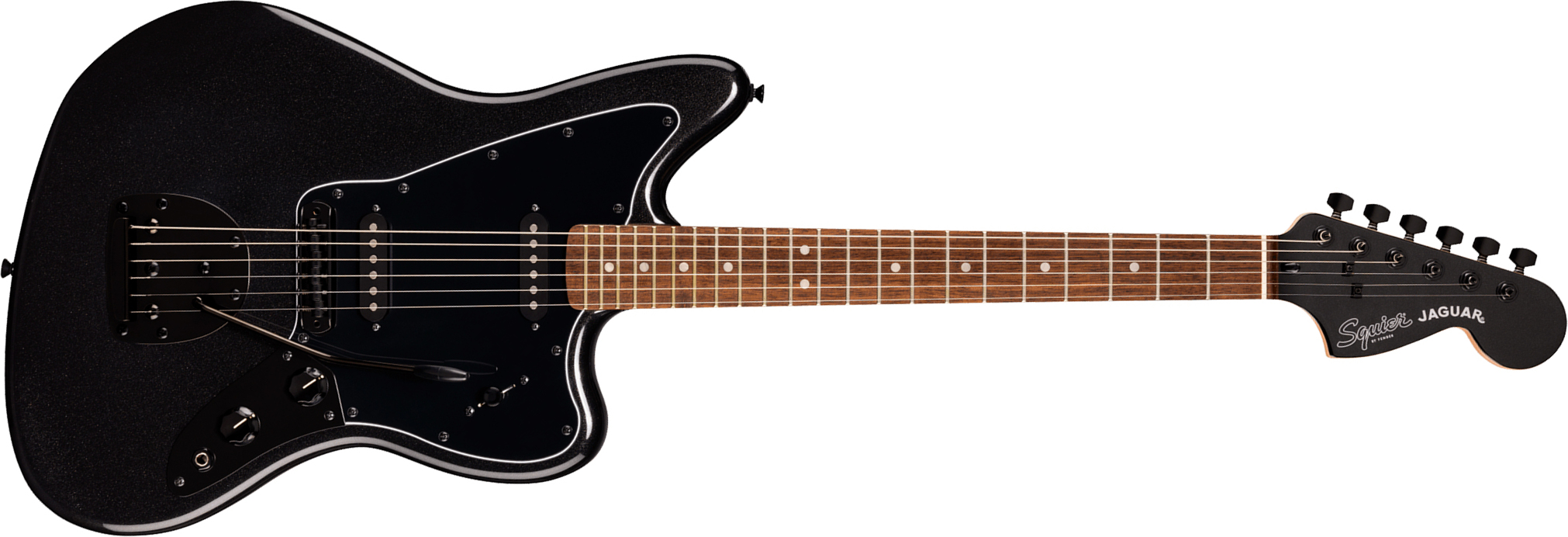 Squier Jaguar Affinity Fsr Shsc 2s Trem Lau - Metallic Black - Guitarra electrica retro rock - Main picture