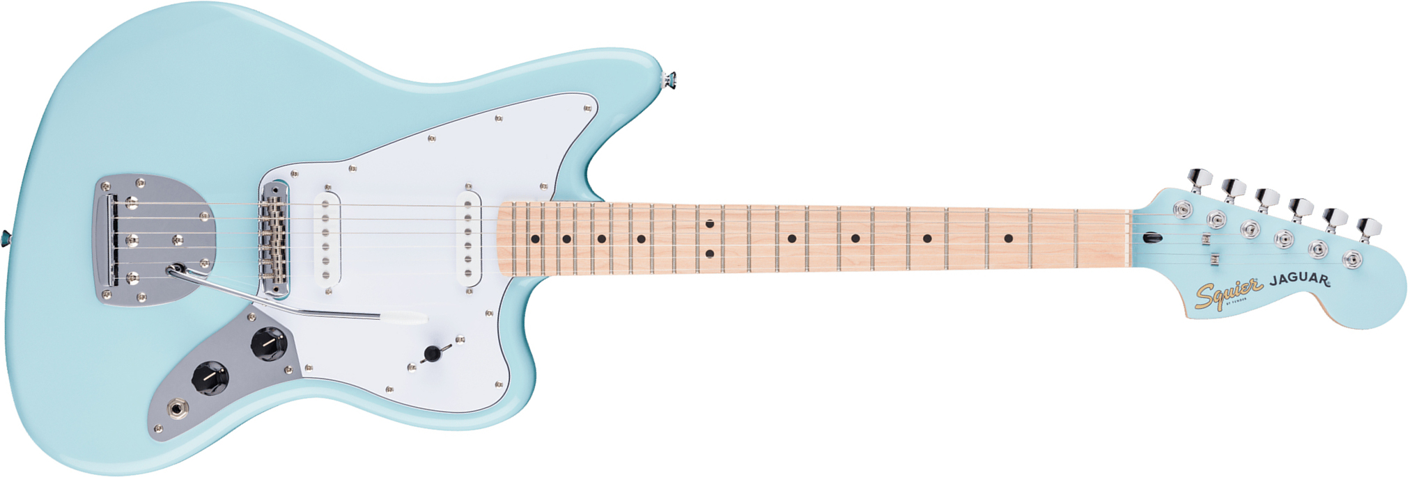 Squier Jaguar Affinity Fsr Shsc 2s Trem Mn - Daphne Blue - Guitarra electrica retro rock - Main picture