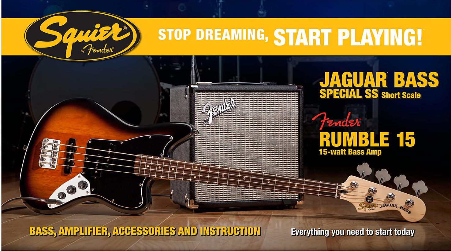 Squier Jaguar Bass Special Ss With Fender Rumble 15 Set - Pack bajo eléctrico - Main picture
