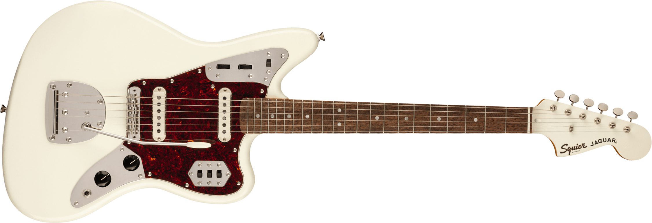 Squier Jaguar Classic Vibe 60s Fsr Ltd Lau - Olympic White With Matching Headstock - Guitarra electrica retro rock - Main picture