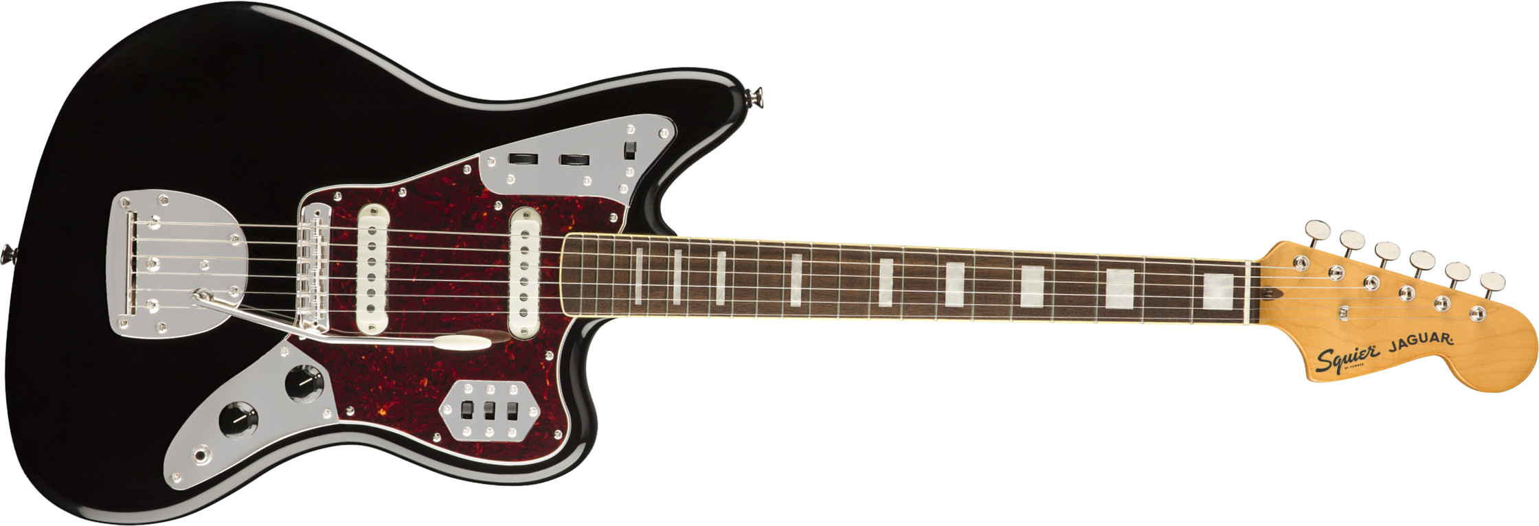 Squier Jaguar Classic Vibe 70s 2019 Lau - Black - Guitarra electrica retro rock - Main picture