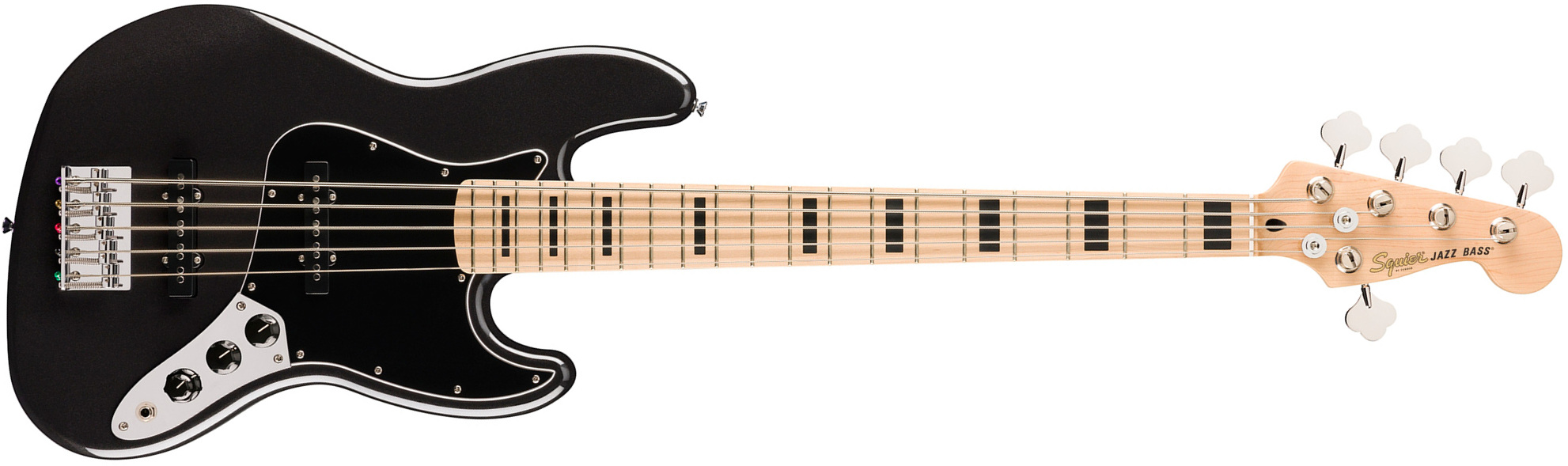 Squier Jazz Bass Active V Affinity 5c Mn - Black Metallic - Bajo eléctrico de cuerpo sólido - Main picture