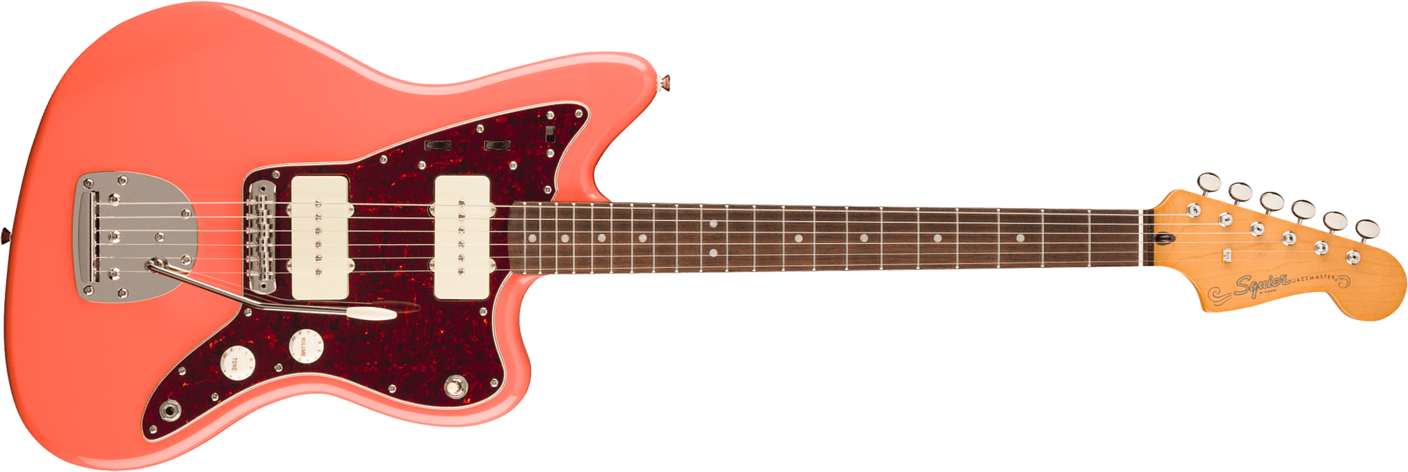 Squier Jazzmaster 60s Classic Vibe 2s Trem Lau - Tahitian Coral - Guitarra electrica retro rock - Main picture