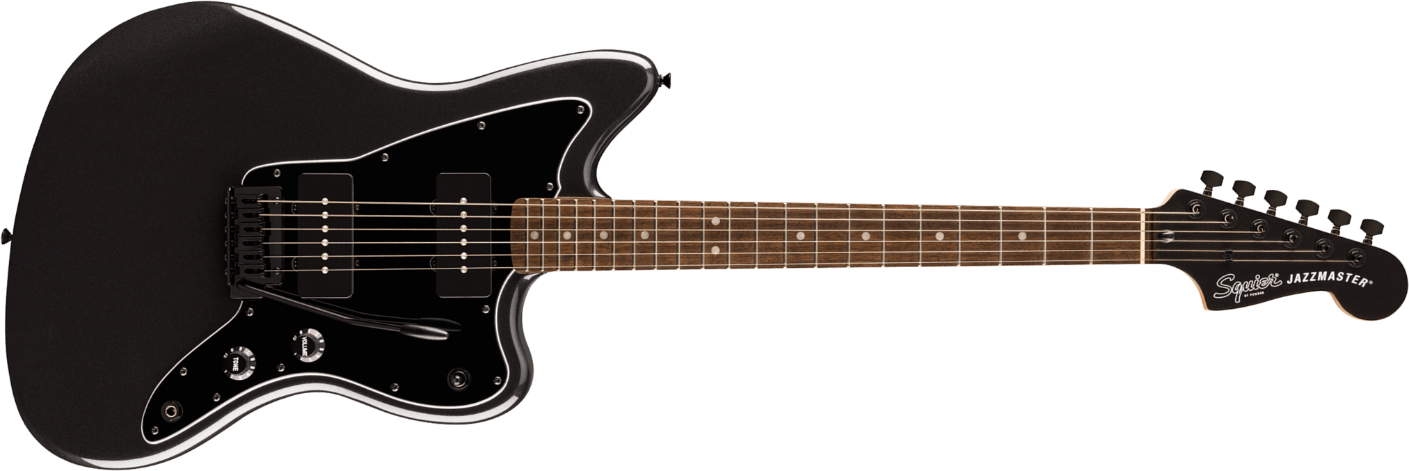 Squier Jazzmaster Affinity Fsr Ltd 2s Trem Lau - Metallic Black - Guitarra electrica retro rock - Main picture