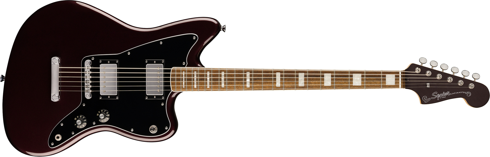 Squier Jazzmaster Baritone Hh Paranormal 2h Ht Lau - Oxblood - Guitarra electrica retro rock - Main picture