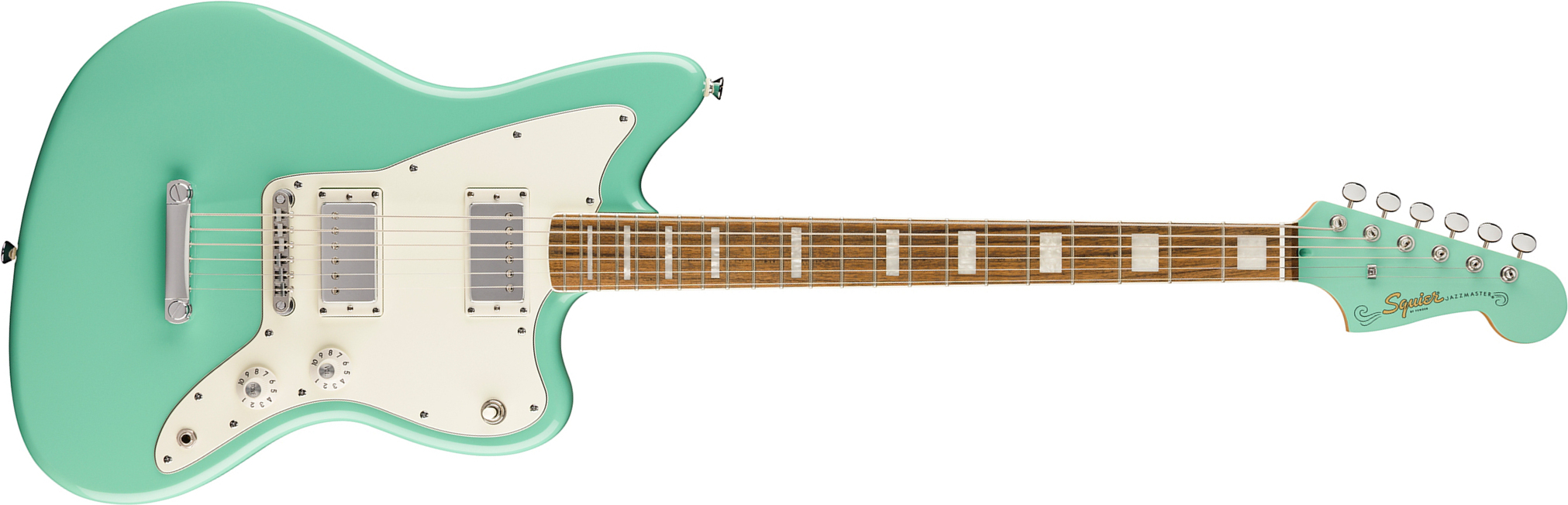 Squier Jazzmaster Baritone Hh Paranormal 2h Ht Lau - Seafoam Green - Guitarra electrica retro rock - Main picture