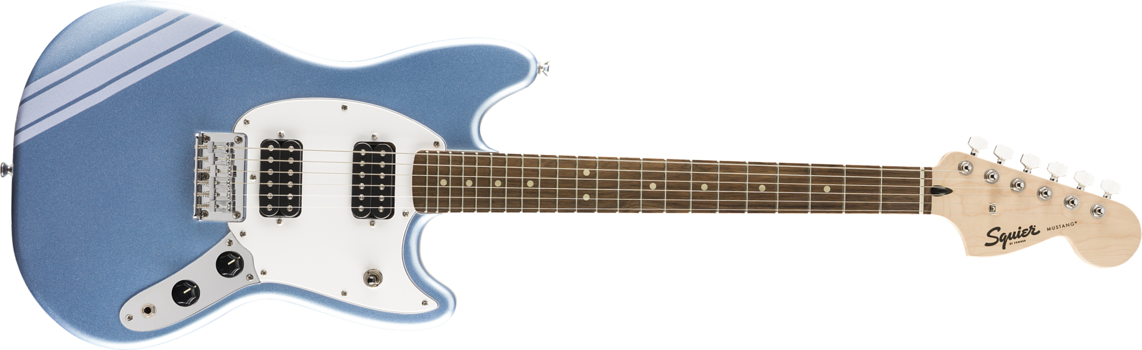 Squier Mustang Bullet Competition Hh Fsr Ht Lau - Lake Placid Blue - Guitarra electrica retro rock - Main picture