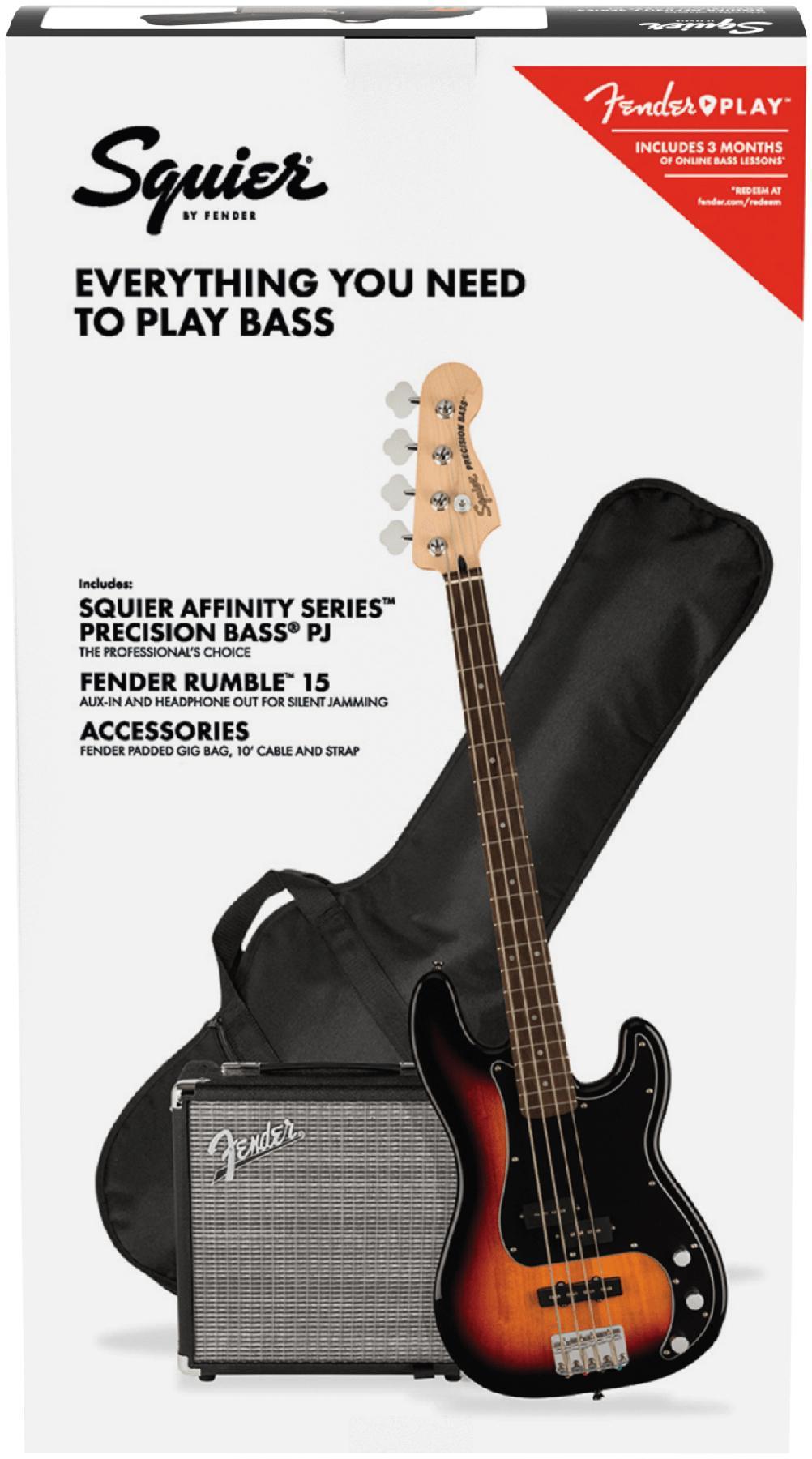 Pack bajo eléctrico Squier Affinity Series Precision Bass PJ Pack - 3-color sunburst